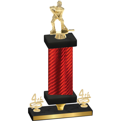 Premium Single Red Carbon Fiber Fourth Place Hockey Trophy