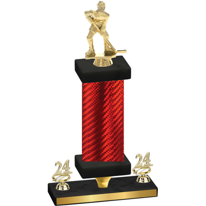 Premium Single Red Carbon Fiber Year Hockey Trophy