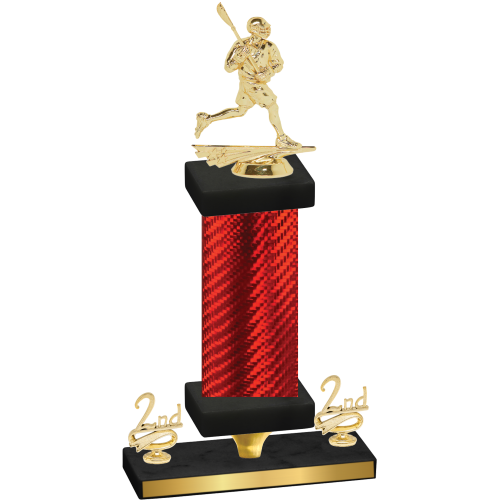 Premium Single Red Carbon Fiber Second Place Lacrosse Trophy