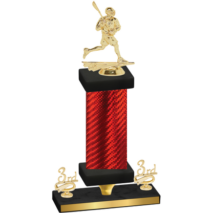 Premium Single Red Carbon Fiber Third Place Lacrosse Trophy