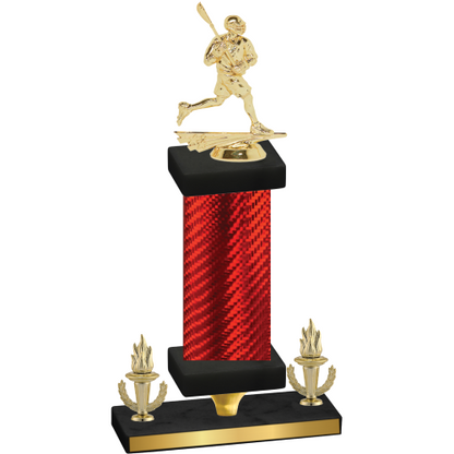 Premium Single Red Carbon Fiber Victory Lacrosse Trophy