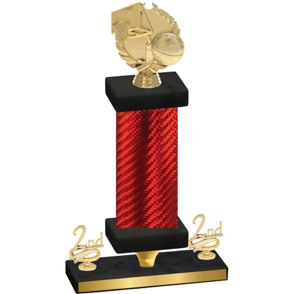 Premium Single Red Carbon Fiber Second Place Basketball Trophy