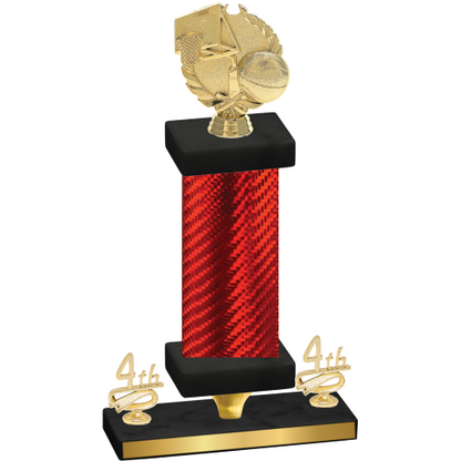 Premium Single Red Carbon Fiber Fourth Place Basketball Trophy