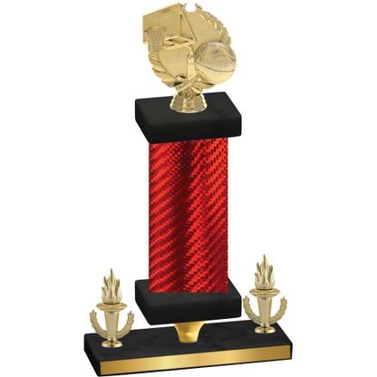 Premium Single Red Carbon Fiber Victory Basketball Trophy