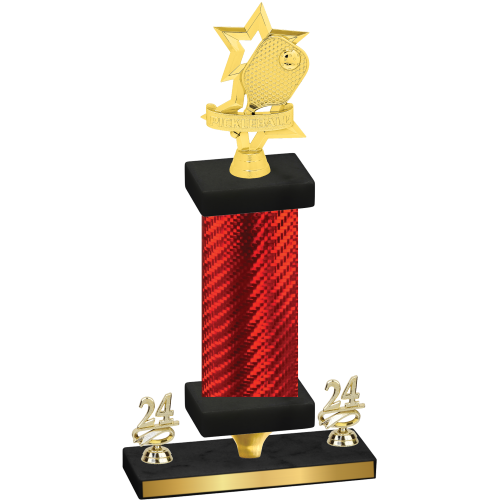 Premium Single Red Carbon Fiber Year Pickleball Trophy