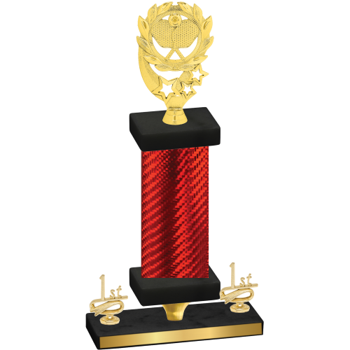 Premium Single Red Carbon Fiber First Place Pickleball Trophy