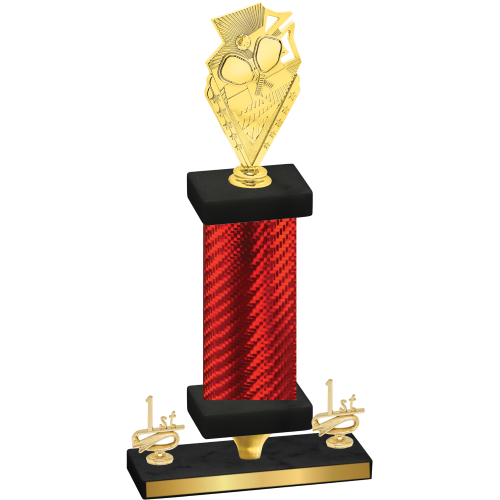 Premium Single Red Carbon Fiber First Place Pickleball Trophy