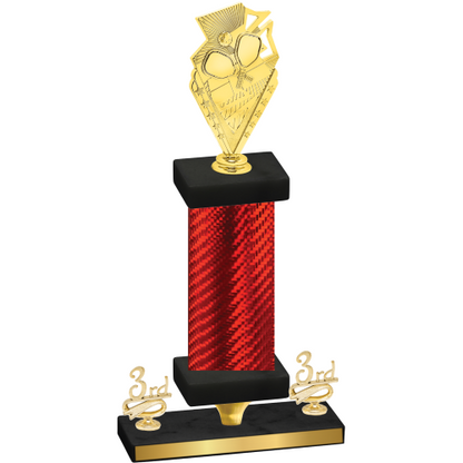 Premium Single Red Carbon Fiber Third Place Pickleball Trophy