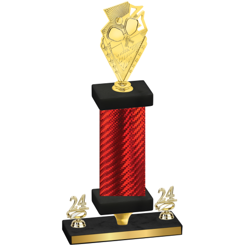 Premium Single Red Carbon Fiber Year Pickleball Trophy