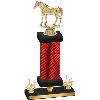 Premium Single Red Carbon Fiber First Place Horses Trophy