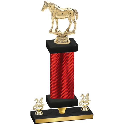 Premium Single Red Carbon Fiber Year Horses Trophy