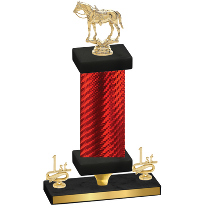 Premium Single Red Carbon Fiber First Place Horses Trophy