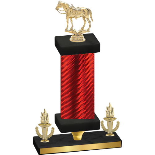 Premium Single Red Carbon Fiber Victory Horses Trophy