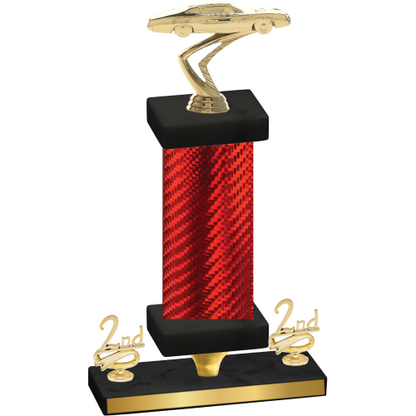 Premium Single Red Carbon Fiber Second Place Cars Trophy