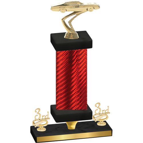 Premium Single Red Carbon Fiber Third Place Cars Trophy