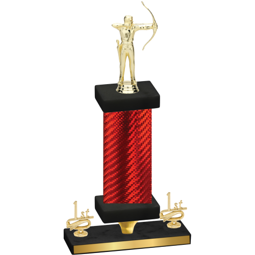 Premium Single Red Carbon Fiber First Place Archery Trophy