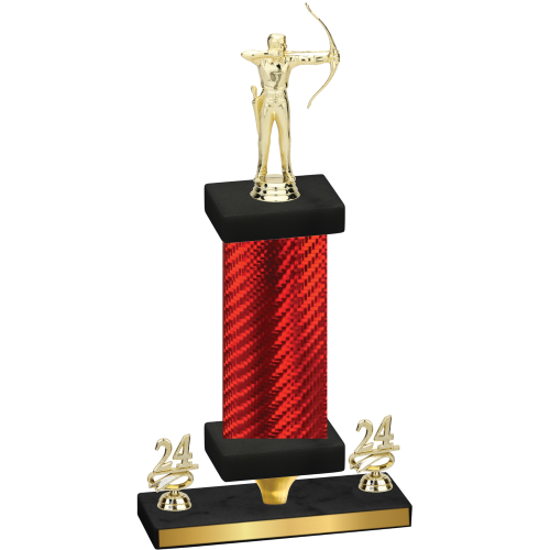 Premium Single Red Carbon Fiber Year Archery Trophy