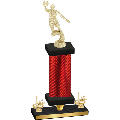 Premium Single Red Carbon Fiber First Place Basketball Trophy