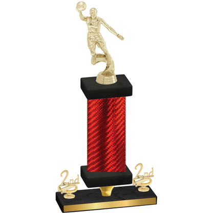 Premium Single Red Carbon Fiber Second Place Basketball Trophy