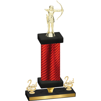 Premium Single Red Carbon Fiber Second Place Archery Trophy