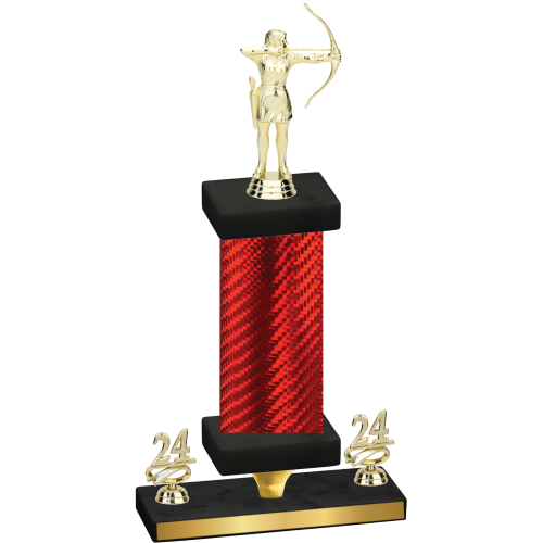 Premium Single Red Carbon Fiber Year Archery Trophy