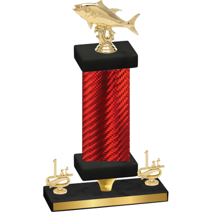 Premium Single Red Carbon Fiber First Place Fishing Trophy