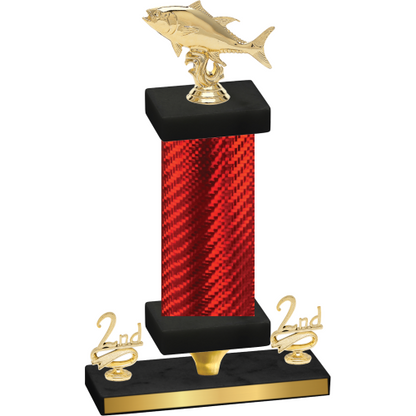 Premium Single Red Carbon Fiber Second Place Fishing Trophy