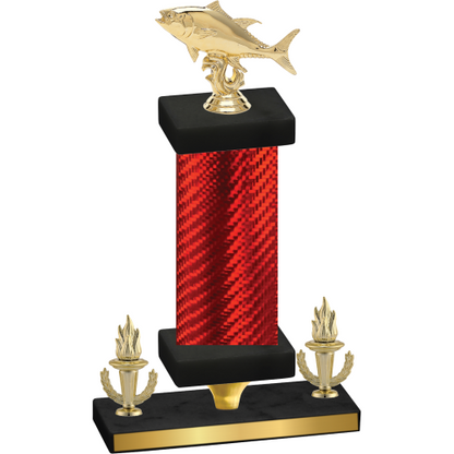 Premium Single Red Carbon Fiber Victory Fishing Trophy