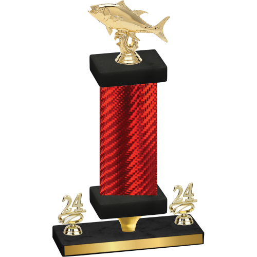 Premium Single Red Carbon Fiber Year Fishing Trophy