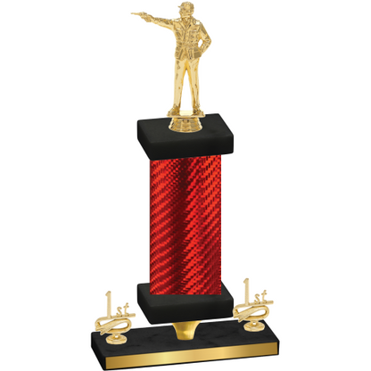 Premium Single Red Carbon Fiber First Place Shooter Trophy