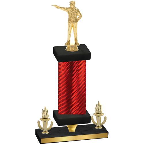 Premium Single Red Carbon Fiber Victory Shooter Trophy