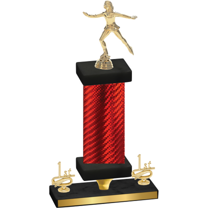 Premium Single Red Carbon Fiber First Place Skater Trophy