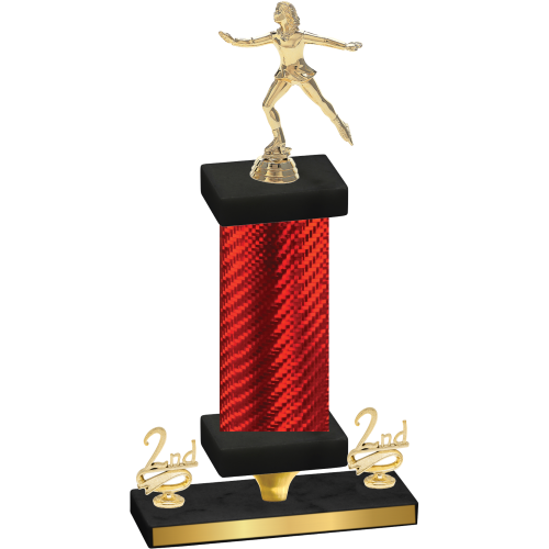 Premium Single Red Carbon Fiber Second Place Skater Trophy