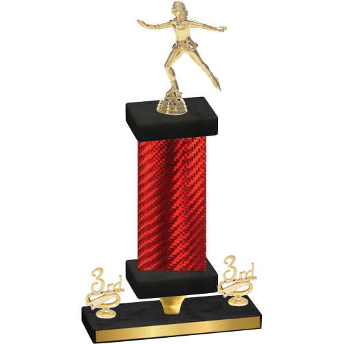 Premium Single Red Carbon Fiber Third Place Skater Trophy