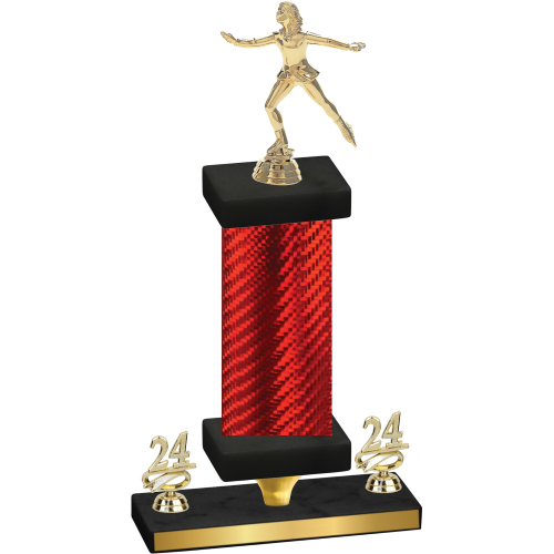 Premium Single Red Carbon Fiber Year Skater Trophy