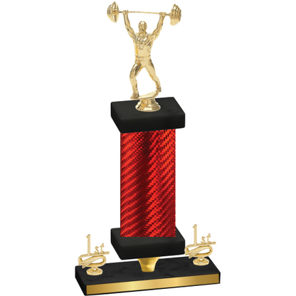 Premium Single Red Carbon Fiber First Place Weights Trophy