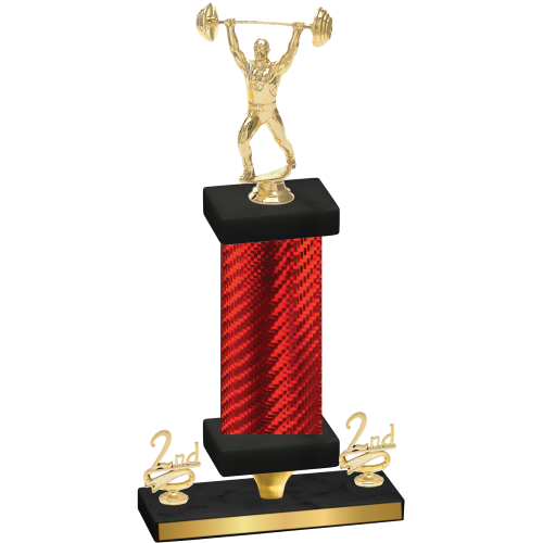 Premium Single Red Carbon Fiber Second Place Weights Trophy