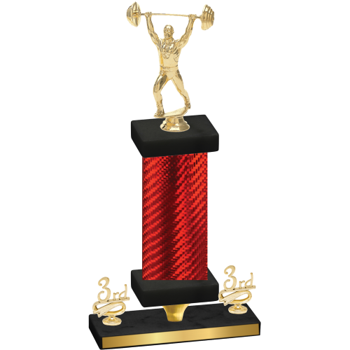 Premium Single Red Carbon Fiber Third Place Weights Trophy