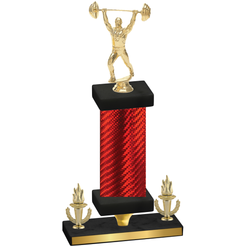 Premium Single Red Carbon Fiber Victory Weights Trophy