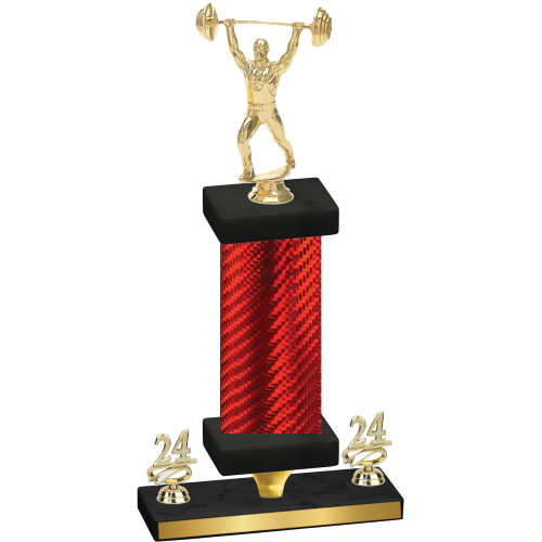 Premium Single Red Carbon Fiber Year Weights Trophy