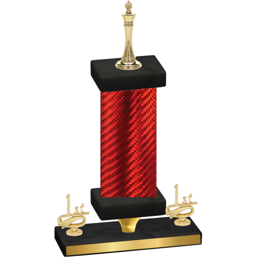 Premium Single Red Carbon Fiber First Place Chess Trophy