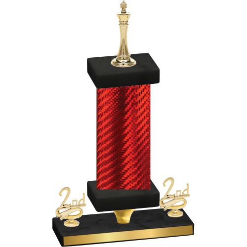 Premium Single Red Carbon Fiber Second Place Chess Trophy