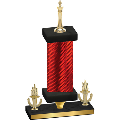 Premium Single Red Carbon Fiber Victory Chess Trophy