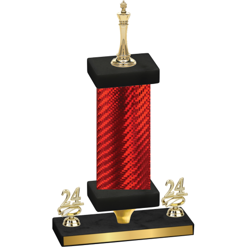 Premium Single Red Carbon Fiber Year Chess Trophy