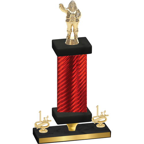 Premium Single Red Carbon Fiber First Place Holiday Trophy