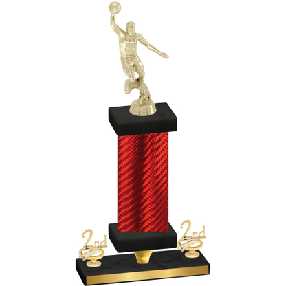 Premium Single Red Carbon Fiber Second Place Basketball Trophy