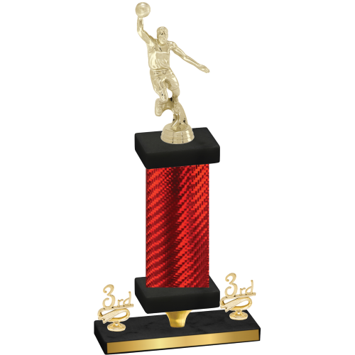 Premium Single Red Carbon Fiber Third Place Basketball Trophy