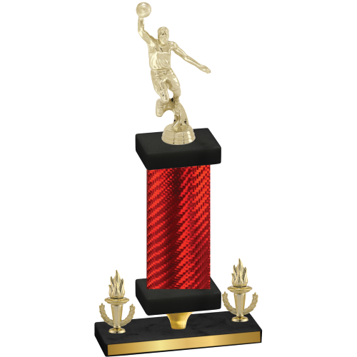 Premium Single Red Carbon Fiber Victory Basketball Trophy