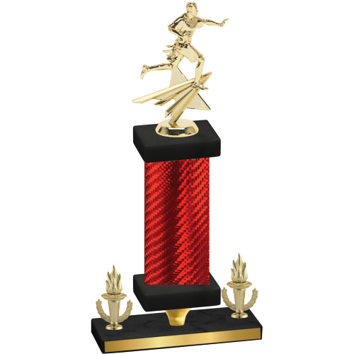 Premium Single Red Carbon Fiber Victory Flag Football Trophy