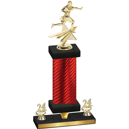 Premium Single Red Carbon Fiber Year Flag Football Trophy